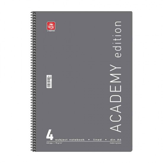 Typotrust Σπιράλ Τετράδιο Ριγέ Α4 120 Φύλλων 4 Θεμάτων Academy Διάφορα Χρώματα 4544-11