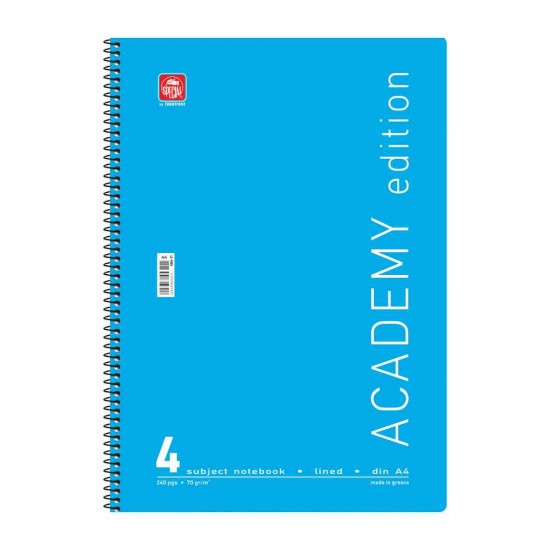 Typotrust Σπιράλ Τετράδιο Ριγέ Α4 120 Φύλλων 4 Θεμάτων Academy Διάφορα Χρώματα 4544-11