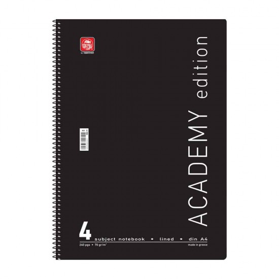 Typotrust Σπιράλ Τετράδιο Ριγέ Α4 120 Φύλλων 4 Θεμάτων Academy Διάφορα Χρώματα 4544-11