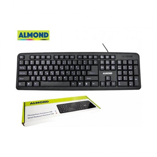 Almond Ενσύρματο Usb Πληκτρολόγιο Αγγλικό US 76639