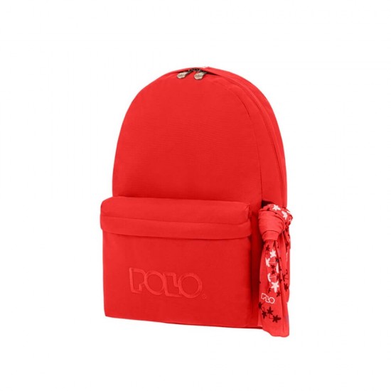 Polo Σακίδιο Original Scarf Σχολική Τσάντα Πλάτης Γυμνασίου - Λυκείου σε Χρώμα κόκκινο 901135-3000