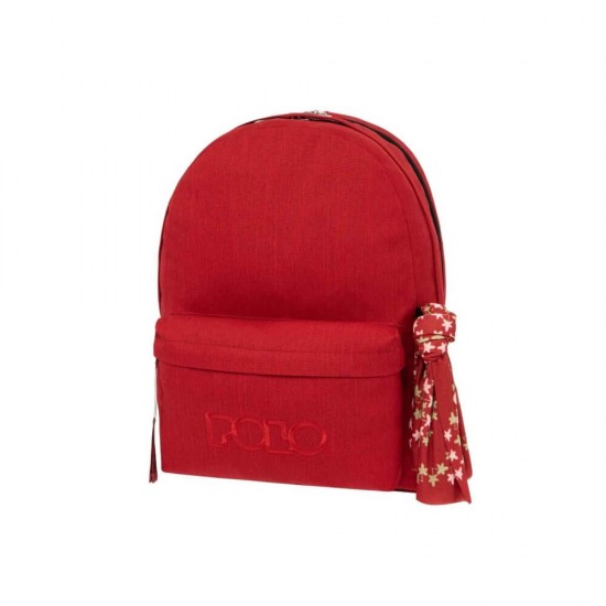 Polo Original Double Scarf Σχολική Τσάντα Πλάτης Γυμνασίου - Λυκείου σε Χρώμα κόκκινο 901235-3101