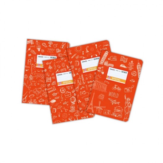 Typotrust Τετράδιο Ριγέ Special Doodles B5 17×25 50φυλλ. Πορτοκαλί 4305