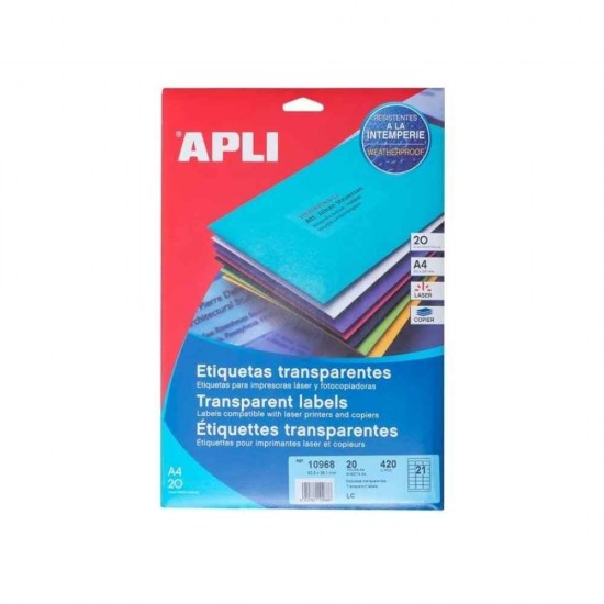 APLI 420 Αυτοκόλλητες Ορθογώνιες Ετικέτες A4 63.5 x 38.1 20 τεμ 10968