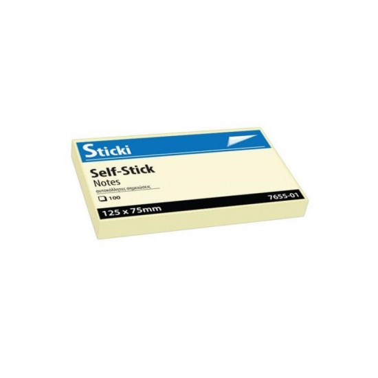 Αυτοκόλλητα χαρτάκια Sticki Κίτρινα 75x125mm 100φύλλα 765501