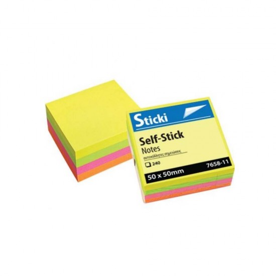 Αυτοκόλλητος Κύβος Sticki 50x50mm Neon 240φύλλα 765811