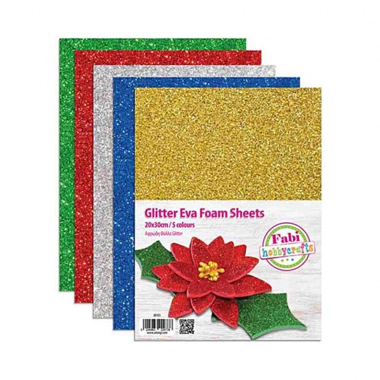 Fabi Αφρώδες Χαρτί Glitter No2 σε Μπλοκ 5 Φύλλων 20x30εκ. 88101